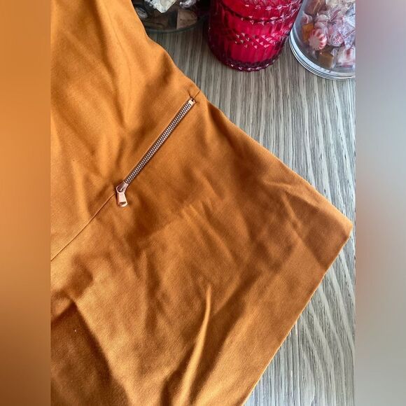 Moschino cheap and chic Mini Dress 100% Wool Size 6 Mustard Pockets Zip Lined - Picture 7 of 13